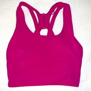Pink padded Lululemon crop sports bra